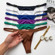 Kit 6 Calcinhas Fio Dental Duplo Regulagem Ajustável Tanga Não Marca Calcinha Levanta Bumbum Sensual Cores Clássicas Lingerie Feminina Moda Intima - Multicolorido - Visão 3