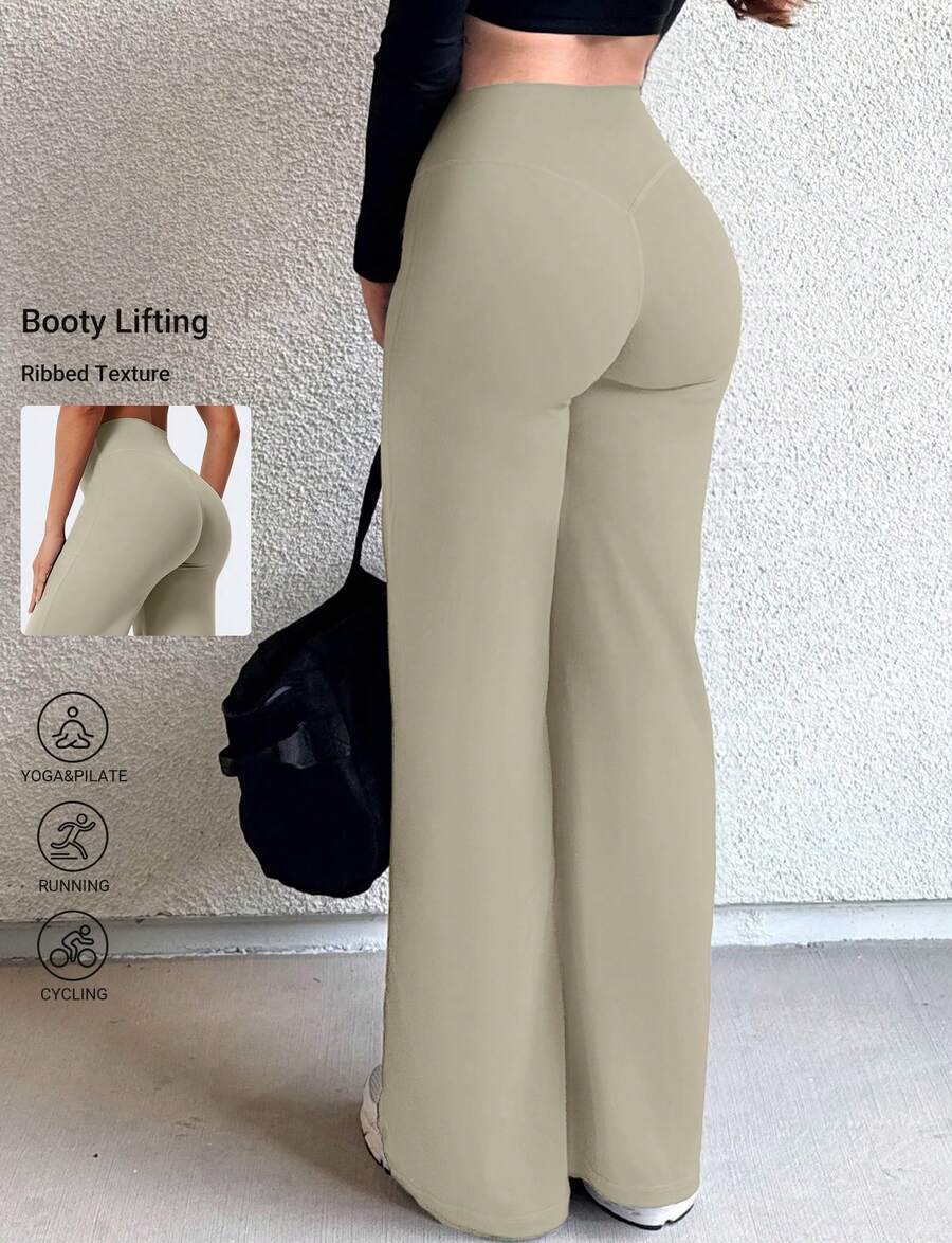 YEOREO Workout Leggings Womens No Front Seam Straight Leggings 29" High Waist Buttery Eddiy Gym Yoga Pants Winter Leggings For Women - 淺沙 - 查看 1