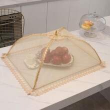 1個傘形可折疊食物防塵蓋，防污染、防蠅防蚊，圓形可重複使用，適用於野餐、戶外露營、BBQ配件、廚房與餐廳 - 彩色 - 查看 2