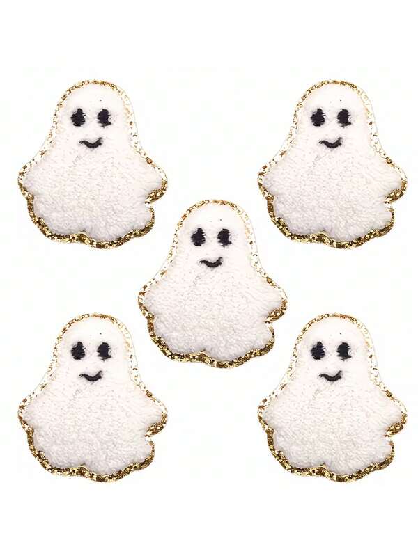 New Creative White Ghost Phnom Penh Chenille Embroidered Cloth Stickers Halloween-Style Clothes, Shoes, Hats, Bags, Embroidered Patches, Ironing Or Sewing DIY Decorative Cloth Stickers Embroidered Clothing Accessories Stickers.
