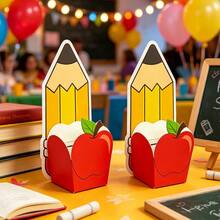 1/3/5/10pcs Red Apple Shaped Pencil Gift Boxes With Pencil Cards - Gift Boxes, Empty Party Favor Boxes Suitable For Back-To-School, Teacher Gifts, Candy & Treats, Party Decorations, Favors, Showers, Weddings, Graduation - Multicolor - View 3