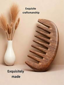 7-Tooth Sandalwood Portable Wide-Tooth Comb, Anti-Static Massage Comb For Curly Hair, Large-Tooth Comb For Home And Travel - Wooden Comb - View 3