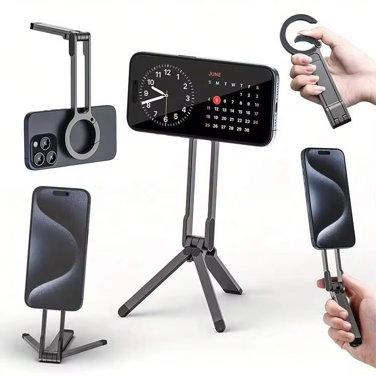 360° Rotating Foldable Magnetic Phone Stand Tripod, Suitable For IPhone And Android Phones, Navigation, Live Streaming, Travel - Multicolor - View 13