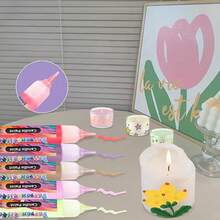 24 Colors/1 Color - 3D Outline Pen, Candle Paint Pen - Hand-Drawn DIY 3D Window Painting, Glue Painting, Graffiti Candle Oil Paint Pen - Suitable For Candles, Glass, Fabric - 10ml - View 3