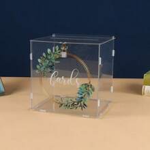 Boîte à cartes de mariage verrouillable, en matériau acrylique, convient pour la réception de mariage, la fête d'anniversaire, la douche nuptiale, la cérémonie de remise des diplômes et d'autres occasions, boîte à cartes cadeaux, forme d'enveloppe blanche, motif de rose rose, peut être utilisée comme décoration de mariage, décoration de maison, décoration de chambre, cadeau de fête, cadeau de mariée, décoration d'anniversaire, décoration de fête de célibataires - 1PC - Voir 4