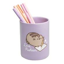 Moments Pusheen 陶瓷筆筒，桌面鋼筆和馬克筆收納盒，淡紫色 Pusheen 圖案設計，文具禮品 - 選項 1 - 查看 3