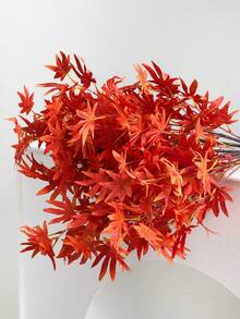 1/2/3pcs 80cm Artificial Plants With Maple Leaves And Eucalyptus Foliage, Suitable For Wall, Living Room, Bedroom, Wedding, Party Decoration, Tabletop Filler, Home, Office Desk, Kitchen, Wedding, Dining Table, Centerpiece, Office, Garden, Outdoor, House, Patio Decoration, All Seasons - Sunset Red - View 5