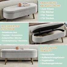 Multifunctional Storage Bench, Soft Chenille Fabric, Wooden Legs, Solid Wood Frame, 20L Storage Space, 110x40x42cm, For Bedroom, Living Room, Shoe Bench, Hallway - 灰色 - 查看 7