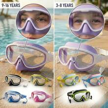 Kids Large Frame Mask-Style Swimming Goggles, Panoramic HD Lenses, 2 Sizes Available, Waterproof & Anti-Fog, Back To School, First Day Of School - Multicolor - View 1