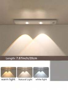 1pc Cat Eye Sensor Cabinet Light, 20/30/40/50cm USB Rechargeable Motion Sensor Light, LED Light Strip, Dimmable 3-Color Options, Suitable For Kitchen, Wardrobe, Cabinet, Bedroom, Hallway - Multicolor - View 19