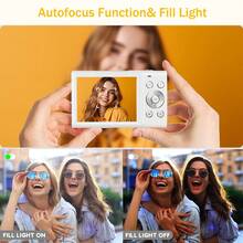 Nicamery Cámara de Vlogging 4K Full HD 48MP Cámara Digital Enfoque Automático Zoom 16x Cámara de Fotografía Portátil Grabación de Video de Alta Definición Cámara de Vlog para Estudiantes Nivel de Entrada Hogar Viajes Anti-Vibración[Tarjeta de Memoria No Incluida, Necesita Comprarse por Separado] - Blanco - Ver 2
