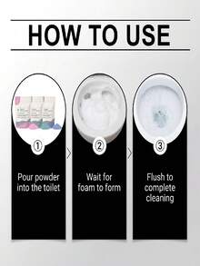 Pó de Limpeza de Vaso Sanitário, Limpador de Vaso Sanitário, Limpador de Vaso Sanitário Espumante, Removedor de Manchas de Vaso Sanitário, Redução de Odor de Limpeza Diária, Descalcificador, Limpador de Vaso Sanitário Perfumado, Acessórios de Banheiro - multicolorido - Visão 3