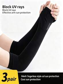 3pcs Summer Ice Silk Arm Sleeves Men's Gloves Arm Covers Women's Sun Protection Cool Arm Warmers - Multicolor - View 9