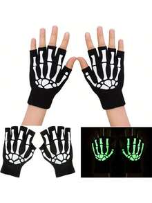 1 Pair Women's Sexy Gothic Party Dress Gloves, Rose Lace Design Ruffle Trim Bridal Gloves, Elegant Halloween Accessory Winter Gloves - Multicolor - View 2