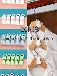 Small Hanger Suitable For Connecting Hooks Inside Wardrobe, Stackable Plastic Wardrobe Cap Rack, Thickened Plastic Connecting Hanger Clip, Suitable For Various Types Of Hangers. Used For Organizing And Connecting Hangers Inside Wardrobe, Stackable. Smooth Craftsmanship, Made Of New PP Material. Suitable For Holidays, Summer And Travel. - White - View 16