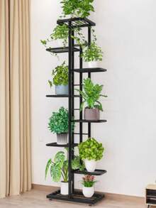 1pc Iron Flower Stand, Black, White Minimalist Fashion Plant Rack, Living Room, Balcony Decoration Shelf, 4-8 Layers Multi-Tier Storage Rack, Multi-Functional Storage Rack - Black - View 13