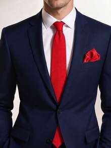 1pc Men's Knotless Elastic Adjustable Slim Tie, Quality Fashion Wedding Party Necktie - Red - View 14