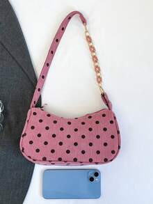 Solid Color Cloud Pleated Minimalist Fashionable Shoulder Bag - Hot Pink - View 6