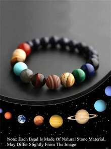 1pc Adjustable Solar System Planet Beaded Bracelet For Teenagers, Helps Teenager Learn About Planets And Expand Their Horizons, Can Wear To School - Multicolor - View 12