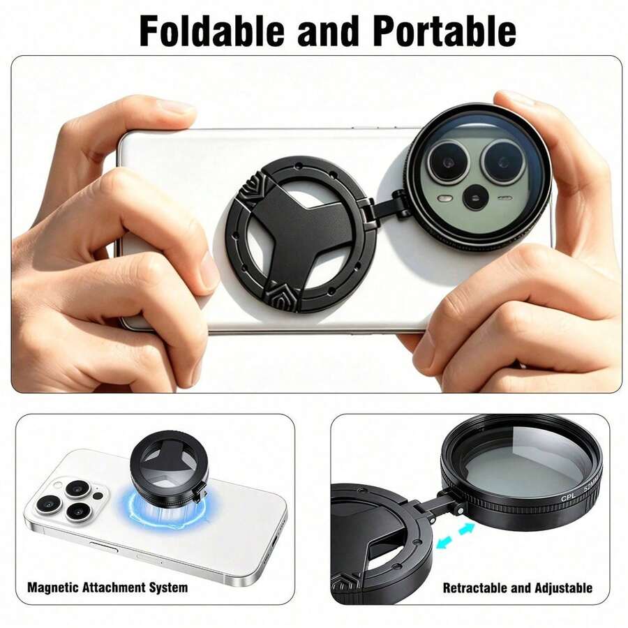 High-Quality 52mm Magnetic CPL Polarizer For Smartphones, Multi-Layer Optical Coating HD Glass Polarizing Filter, Scratch-Resistant And Reusable, Eliminates Reflections For Mobile Photography - One Size - View 1