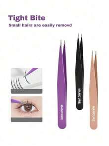 4pcs Stainless Steel Colorful Tweezers Set, High Precision Portable Eyebrow Removal Tool Set, Eyebrow Removal Beauty Makeup Tool, Purple, Pink And Black Optional (1pc/4pcs). Affordable Price, Suitable As Christmas Gift And More. Tweezers, Lash Artist Supplies, Eyelashes, Eyelash Tweezers - Multicolor - View 1