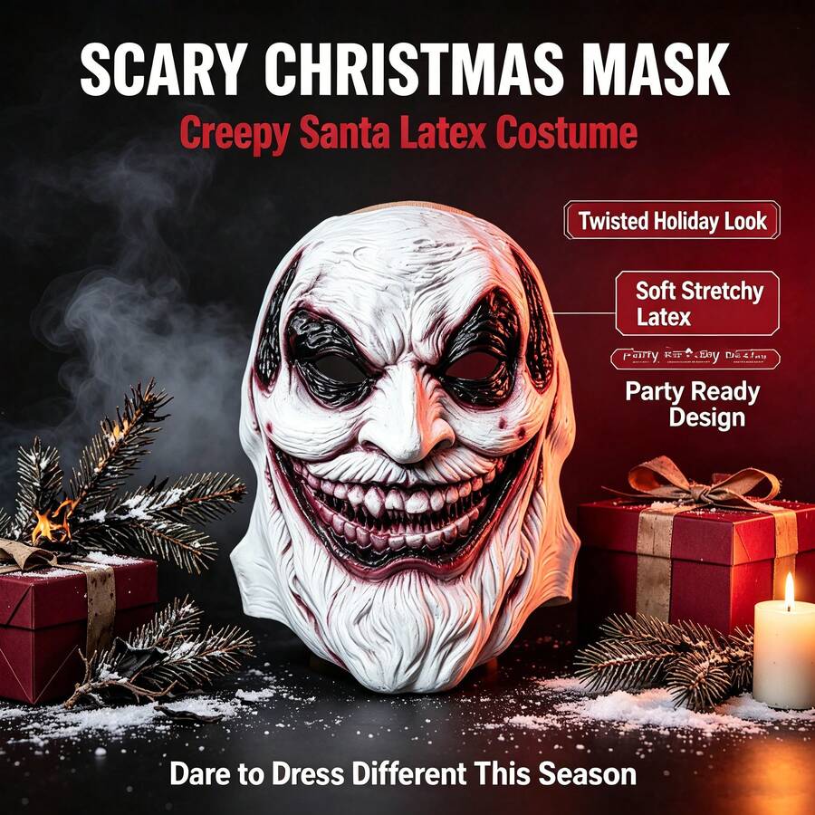 Masque ScCosplay Ary Halloween Tête Complète Latex Masque de Démon Réaliste Accessoire de Costume Halloween Visage de Fantôme - Plusieurs styles - Voir 1