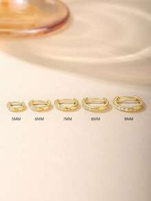 1Pair 925 Sterling Silver CZ Nose Ring, 5-9mm Hypoallergenic Septum Cartilage Nose Piercing Ring Jewelry For Women Men Daily Wear & Gifts - Gold - View 5