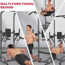 GartistGo Power Tower Pull-Up & Dip Station For The Home Gym – Adjustable Height Range, 150 Kg Weight Capacity With Non-Slip Suction Cups, H-Beam Steel Base Power Rack - Black - View 9
