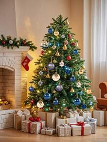 44pcs Christmas Ball Decorations, Shatter-Resistant Christmas Light Ball Decoration Set Plastic Decorative Balls, Suitable For Holiday Celebration, Birthday Party, Party, Home Decor, Photography Props, Christmas Holiday Wedding Party Home Decor (Gold, Purple, Blue) - Multiple Styles 3 - View 2