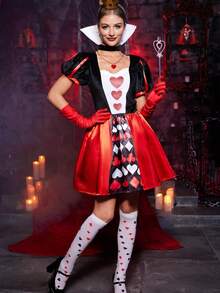 Set Kostum Halloween Wanita 8 Potong, Motif Hati dari Linen - MultiWarna - View 3