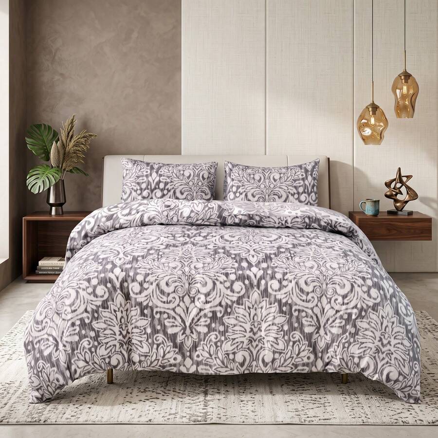 H&R Premium 3Pcs Cotton Duvet Cover Set Hypoallergenic, Breathable & Soft For Ultimate Night Comfort
