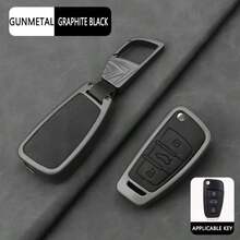Zinc Alloy Leather Flip Car Key Fob Cover For Audi A1,A2,A3,TT,R8,A4,A5,A6,A8,Q3,Q5,Q7,RS3,RS4,RS7,RS6,S3,S4,S5,S6,SQ5 3 Button Key Protective Case With Metal Keychain(2003-2017) - Carabiner - View 3