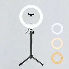 Lampu Ring 10 Inci dengan Tripod yang Dapat Diatur, Lampu Rias, Lampu Pengisi Meja, Lampu Fotografi Wajah Dalam Ruangan, Lampu Pengisi Kamera Ponsel dengan Stand, Lampu Ring 10 Inci Ukuran Besar 3 Warna Multi-Level yang Dapat Diatur + Tripod 3 Kecepatan, Portabel dan Dapat Dilipat, Cocok untuk Berbagai Pemotretan dan Perekaman Pesta - A - View 11