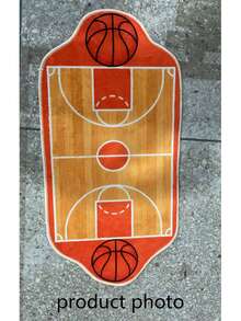 1pc Basketball Court Shaped Decorative Rug, Bedroom Decor, Floor Mat, Carpet, Home Decor, Living Room Rug, Small Living Room Rug, Bedroom Carpet, Living Room Home Decor, Outdoor Rug, Washable Carpet - Multicolor 2 - View 3