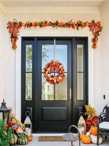 12/6/1pc Orange Plaid Bows, Bow Decor, Autumn Halloween Tree Ornaments, Fall Decorations, Suitable For Front Door, Tree House, Thanksgiving Party, Wall Hanging Wreath, Gift Wrapping, Halloween Home Decor, Orange - Multicolor - View 8