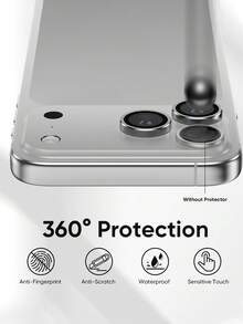 3pcs - Silver 17 Pro Max/ 17 Pro Camera Lens Protector - Durable Tempered Glass With Aluminum Ring, Ultra Clear, Easy Installation, Phone Accessories, Compatible With Phone Cases - Silver - View 6