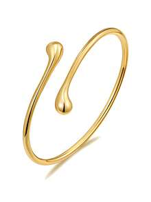 Minimalist Water Drop Open Arm Cuff, Polished Gold Adjustable Upper Arm Band, Exquisite Bohemian Style Beach Women's Summer Arm Accessory - Gold - View 3