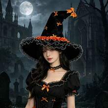1pc DIY Halloween Lace Witch Party Cosplay New Lolita Magic Hat For Women, Party/Party Decoration, Suitable For Outdoor/Indoor Use - View 5