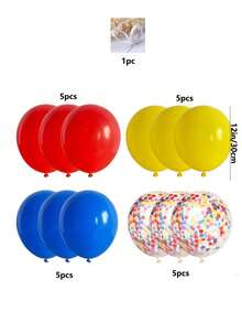 21pcs 12inch Red Blue Yellow Balloons Set With Confetti Latex Globos Carnival Circus Birthday Party Supplies For Bride Shower Wedding Party Decoration - Multicolor - View 7