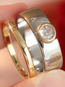 Luxury Stackable Rings - With Cubic Zirconia, Everyday Party Rings - Two-color - View 11
