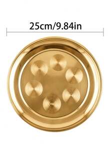 6pcs/3pcs/1pc Gold Round Patterned Stainless Steel Dinner Plate Set, 25cm/9.8in Size, Multi-Piece Combination, Luxury Holiday Banquet Atmosphere, Suitable For Daily Restaurant Kitchen Food Display, Restaurant Gathering, Outdoor Dining, Party, Kitchen Utensils, Easy Storage, Ramadan, Wedding, National Day, White Day - Multicolor - View 6