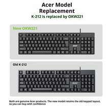 Teclado con cable Acer, teclado externo para computadora y portátil, diseño resistente a derrames, adecuado para oficina, hogar y juegos, sensación táctil sólida - Negro - Ver 2