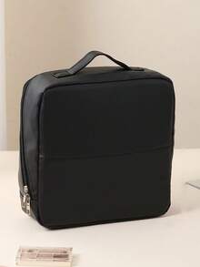 PU Large Capacity Vertical Makeup Bag, Portable Handheld 3D Non-Collapsible Storage Bag, Travel & Outdoor Partitioned Toiletry Bag - Multicolor - View 13
