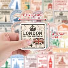 50pcs Travel Souvenir Stickers, Fun Travel Gift Stickers, Aesthetic Travel Decor Stickers, Vinyl Waterproof Stickers For Water Bottles, Computers, Laptops, Phones, Luggage, Notebooks, Refrigerators - Rectangle - View 3