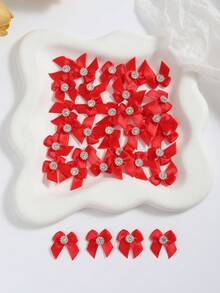 50pcs 2.5cm Mini Satin Ribbon Bows With Rhinestones, Multicolor Small Decorative Bows For DIY Hair Accessories, Doll Dressing, Gift Wrapping - View 23