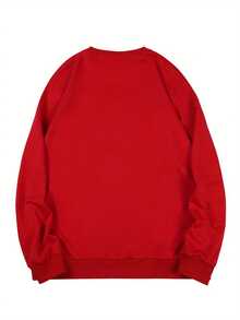 2026 New American Retro Casual Fashion Printed Sweatshirt, Long Sleeve Round Neck Pullover Sweatshirt, Autumn And Winter Casual Top, Men's Clothing - Red - View 3