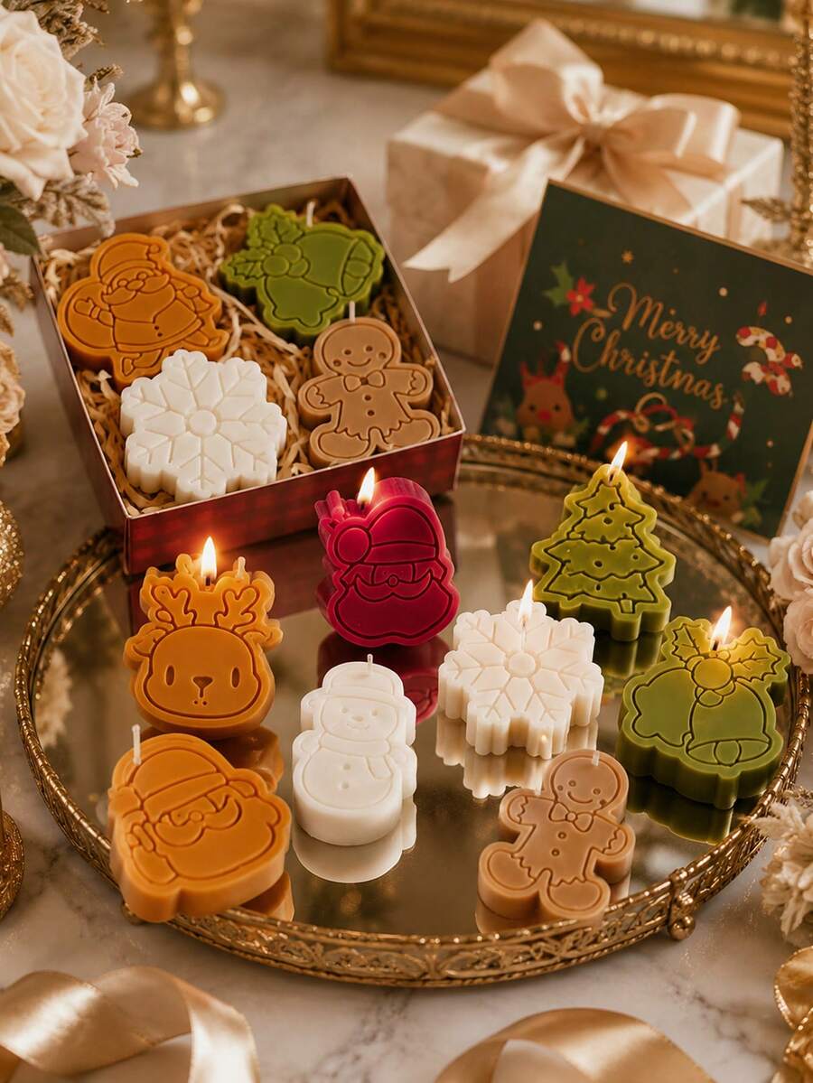 12 Cute Christmas Silicone Molds - DIY Handicrafts, Suitable For Soap, Candles And Resin - Holiday Home Decor Casting Tools - Christmas Molds - View 1