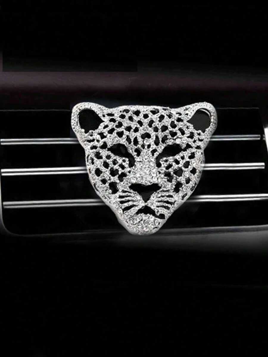1pc Car Air Vent Leopard Head Rhinestone Car Aromatherapy Clip Creative Car Interior Decoration Ornament - One Size Fits All - View 1