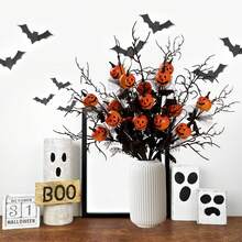5Pcs Halloween Black Branches With Small Pumpkins - Artificial Stems With Maple Leaves Holloween Table Party Indoor Decorations (Halloween Branche) - Multicolor - View 4