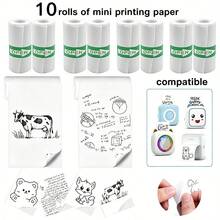 5/10/20 Rolls White Self-Adhesive Paper, Suitable For Portable High-Definition Photo Printer, Can Print Study Notes, Work, Photos, Images And Memos, Mini Printing Paper, 57mm, School Supplies, Back To School Season - Multicolor - View 2